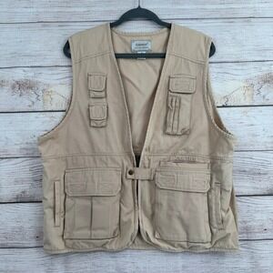 Haleman Utility Vest Men Size M Khaki Tan Multi Pocket Cotton Fishing Safari